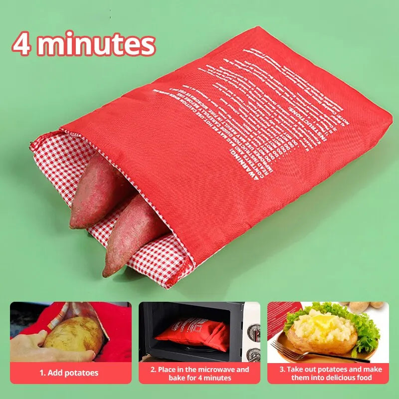 1Pc Red Reusable Microwave Oven Potato Cooking Bag