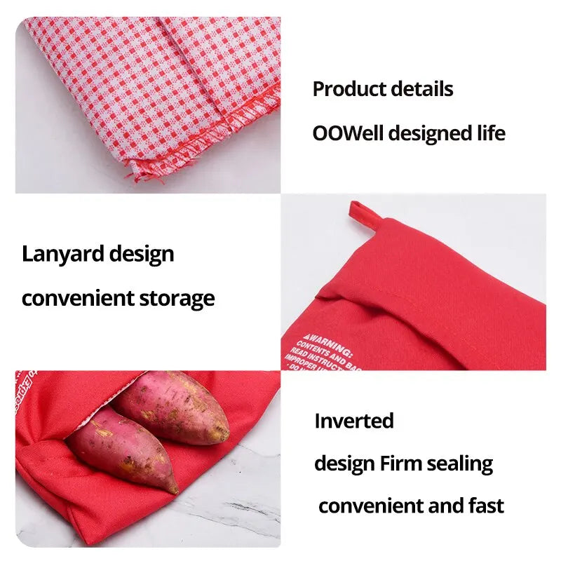 1Pc Red Reusable Microwave Oven Potato Cooking Bag