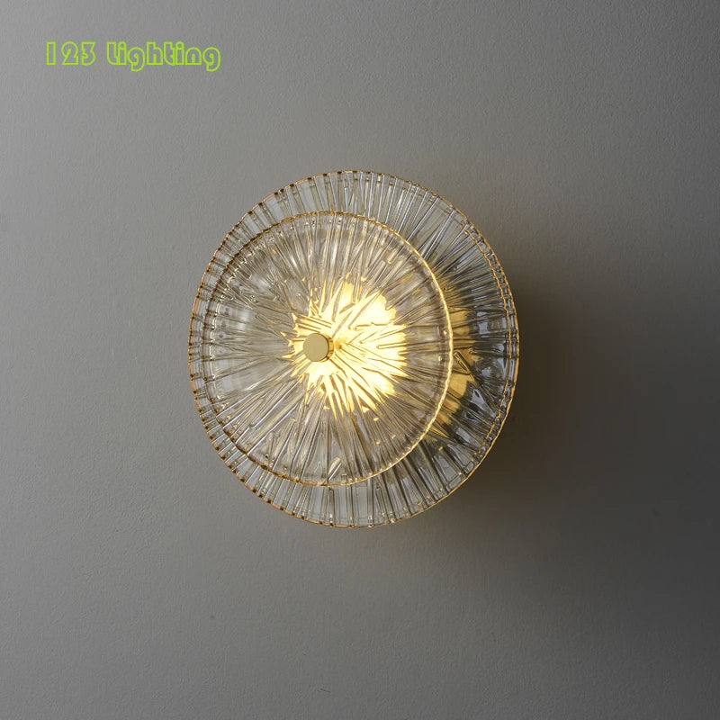 Nordic Round Glass LED Aisle Stairs Wall Lights Surface Mount Bedroom Living Room Sconce Corridor Luminaire Home Lamp Fixtures