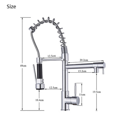 Rozin Black and Rose Golden Spring Pull Down Kitchen Sink Faucet  Hot & Cold Water Mixer Crane Tap with Dual Spout Deck Mounted