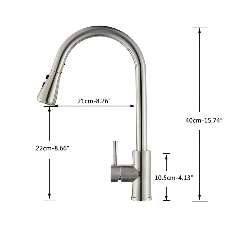 Brushed Nickel Kitchen Faucet Flexible Pull Out Nozzle Kitchen Sink Mixer Tap Stream Sprayer Head Deck Black Hot Cold Water Taps