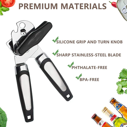 Professional Tin Manual Can Opener Multifunctional Stainless Steel Beer Grip Opener Side Cut Cans Bottle Opener Kitchen Gadgets