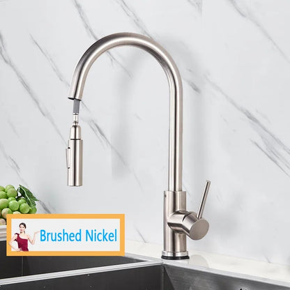 Rozin Smart Touch Kitchen Faucet - Black & Nickel Pull Out Sensor Faucet with 360° Rotation