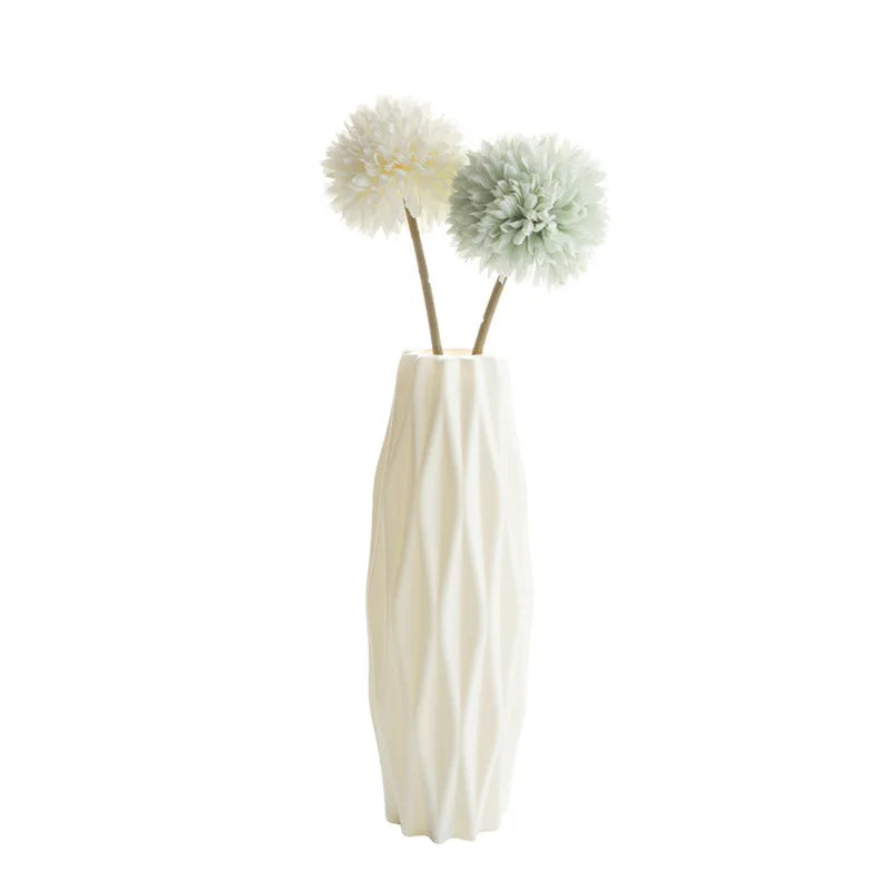 White Imitation Ceramic Plastic Vase for Home Decoration