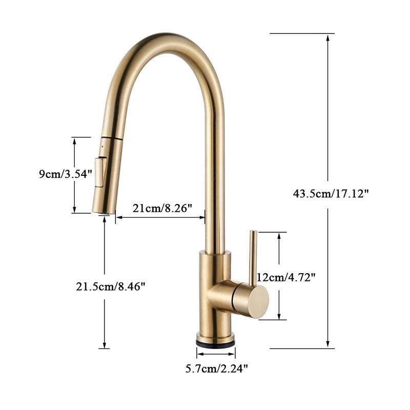 Rozin Smart Touch Kitchen Faucet - Black & Nickel Pull Out Sensor Faucet with 360° Rotation