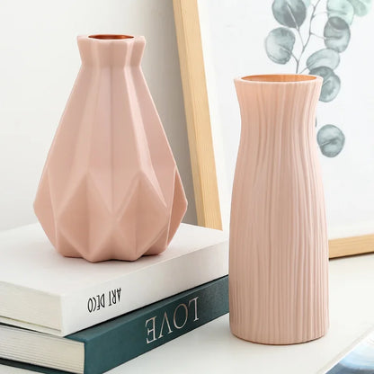 White Imitation Ceramic Plastic Vase for Home Decoration