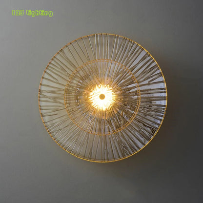 Nordic Round Glass LED Aisle Stairs Wall Lights Surface Mount Bedroom Living Room Sconce Corridor Luminaire Home Lamp Fixtures