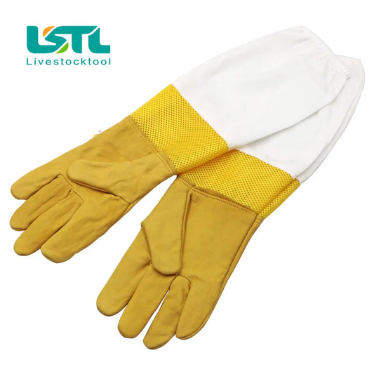 Beekeeper Protective Gloves Anti Bee Breathable Goatskin Yellow Gloves Beekeeping Protective Tools 1 Pair