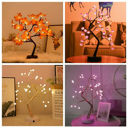 LED Night Lights Mini Christmas Tree Table Lamp Garland Fairy String Light Kid Gifts Home Indoor Room Decor Christmas Decoration