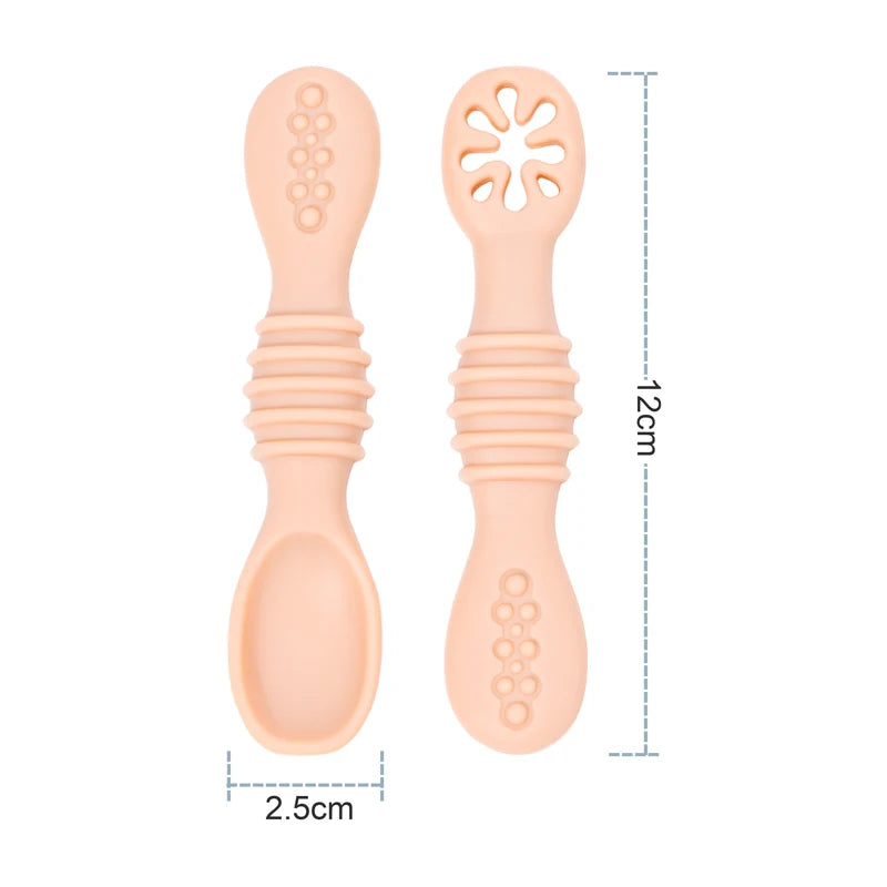 Baby Spoon Fork Set Food Grade Silicone Sticky Spoon Children Cutlery Training Spoon Feeding Tableware Soft Kitchen Accessories