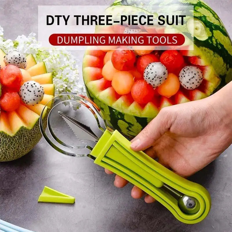 4-in-1 Watermelon Slicer & Fruit Carving Knife - Pulp Separator & Fruit Platter Tool