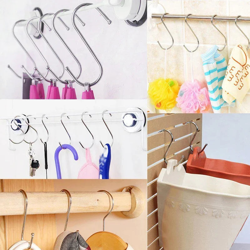 Stainless Steel S Hooks with Sharp Tip Utensil Meat Clothes Hanger Hanging Hooks for Butcher Shop Kitchen Baking Tools