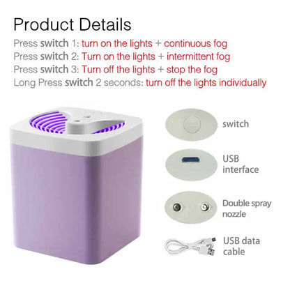 3000ML USB Air Humidifier Double Spray Port Essential Oil Aromatherapy Diffuser Cool Mist Maker Fogger for Home Lamp Office