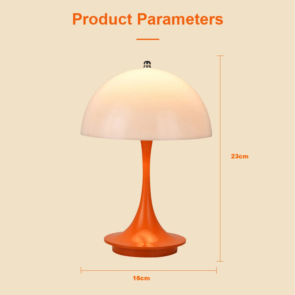 Mushroom table lamp PC luminous lampshade rechargeable desk lamp bedroom bedside decorative night light