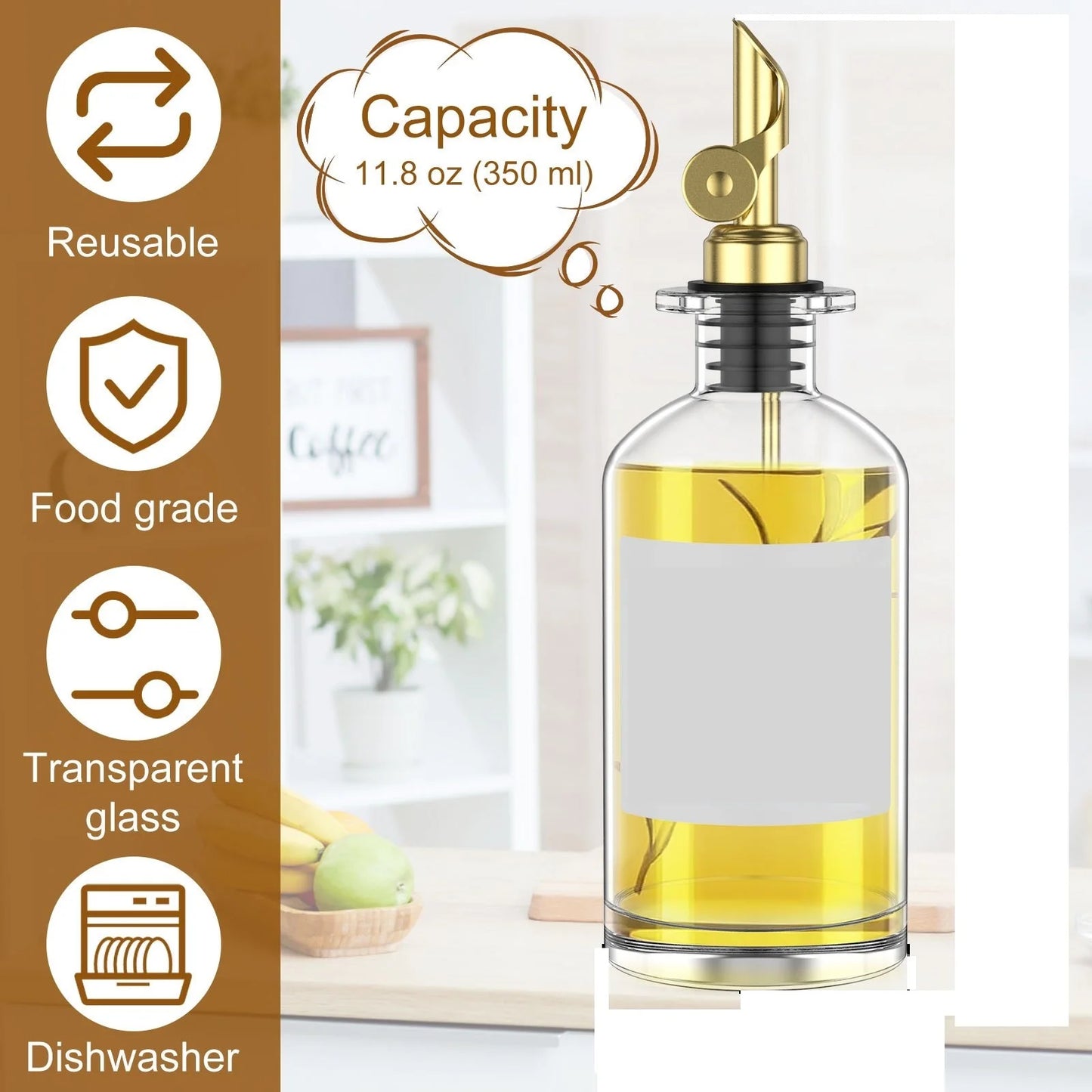 1PC Glass Olive Oil Dispenser Bottle Seasoning Bottle Vinegar Bottle Condiment Container