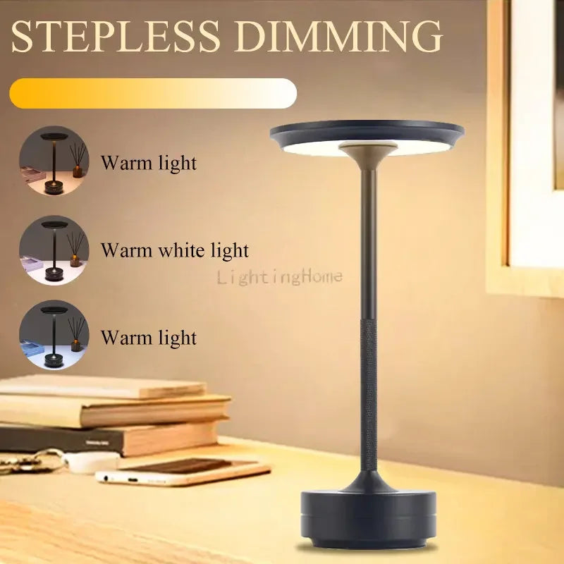 Metal LED Touch Table Lamp Portable Cordless Bedside Light Claeted Rechargeable Nordic Led Lamp Coffee Table Decoration