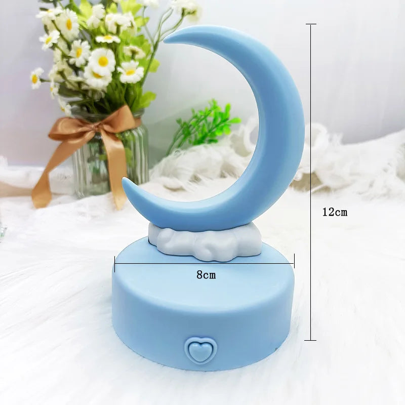 Creative Romantic Crescent Moon Night Light LED Bedside Decorative Table Lamp Living Room Luminous Toy Decorations Birthday Gift