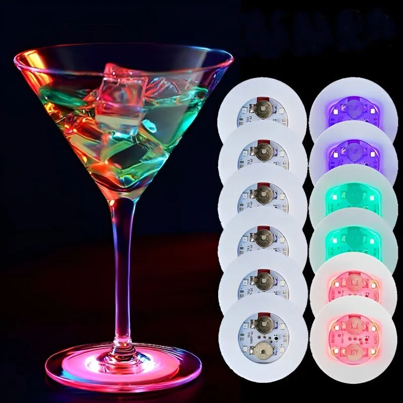 5/10/30PCS LED Coaster Lights Bar KTV Wedding Party Cocktail Drink Cup Vase Lighting Luminous Bottle Stickers Decoration