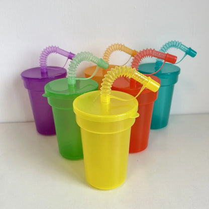 6pcs, 380ml/13oz Bendable Straw Tumbler with Leak-Proof Lid - Dust-Proof Plastic Water Bottle for Travel and Home