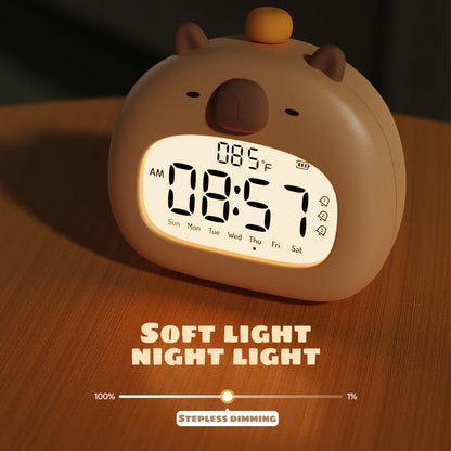 LED Capybara Night Light Cute Capybara Alarm Clock USB Rechargeable Timer Desktop Decoration Alarm Clock Ornaments Children Gift