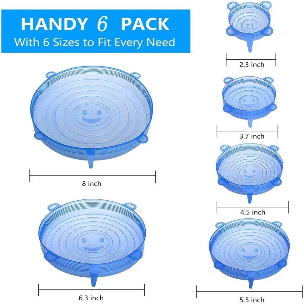 12PCS Silicone Cover Stretch Lids Reusable Airtight Food Wrap Covers Keeping Fresh Seal Bowl