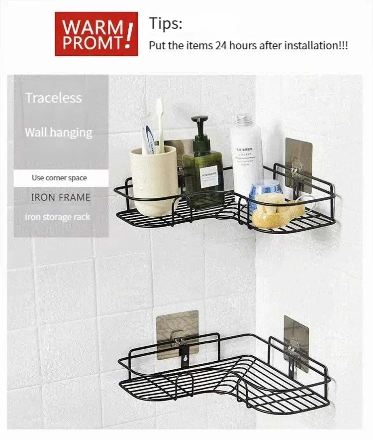 Bathroom Shelf Shower Shelf Shampoo Storage Shelf Kitchen Spice Corner Shelf No Punch Wall - Mounted Shelf Bathroom Accessories