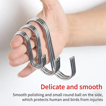 Stainless Steel S Hooks with Sharp Tip Utensil Meat Clothes Hanger Hanging Hooks for Butcher Shop Kitchen Baking Tools