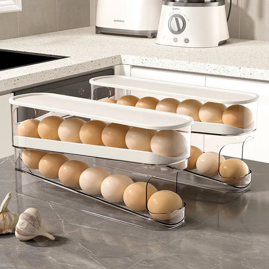 Automatic Scrolling Refrigerator Egg Storage Box - Large Capacity