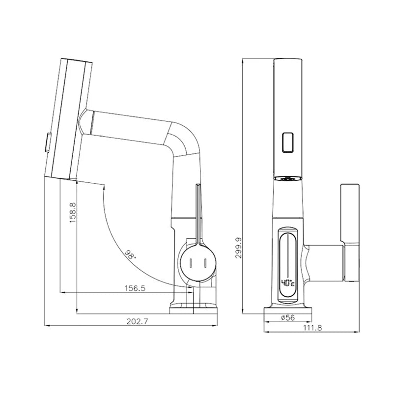 Waterfall Pull Out Kitchen Faucet Intelligent Digital Display Cold Hot Mixer Taps