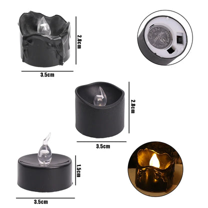 Black LED Candle Lamp Battery Operated Tea Light Flameless Fake Electronic Candle Halloween Party Decoration