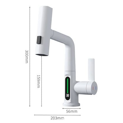 Waterfall Pull Out Kitchen Faucet Intelligent Digital Display Cold Hot Mixer Taps