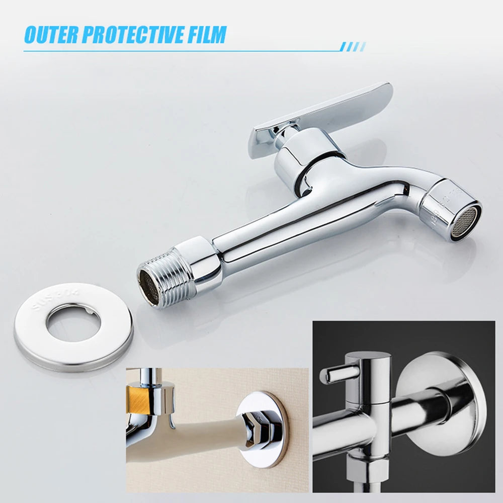 1PC Self-Adhesive Stainless Steel Faucet Decorative Cover Shower Chrome Finish Water Pipe Wall Covers Bathroom Accessories