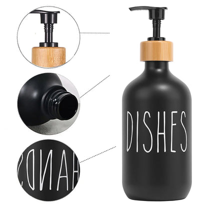 Black Dish Soap Dispenser Set for Kitchen Sink Hands Soap and Dishes Detergent Storage Bottle Refillable Bottles