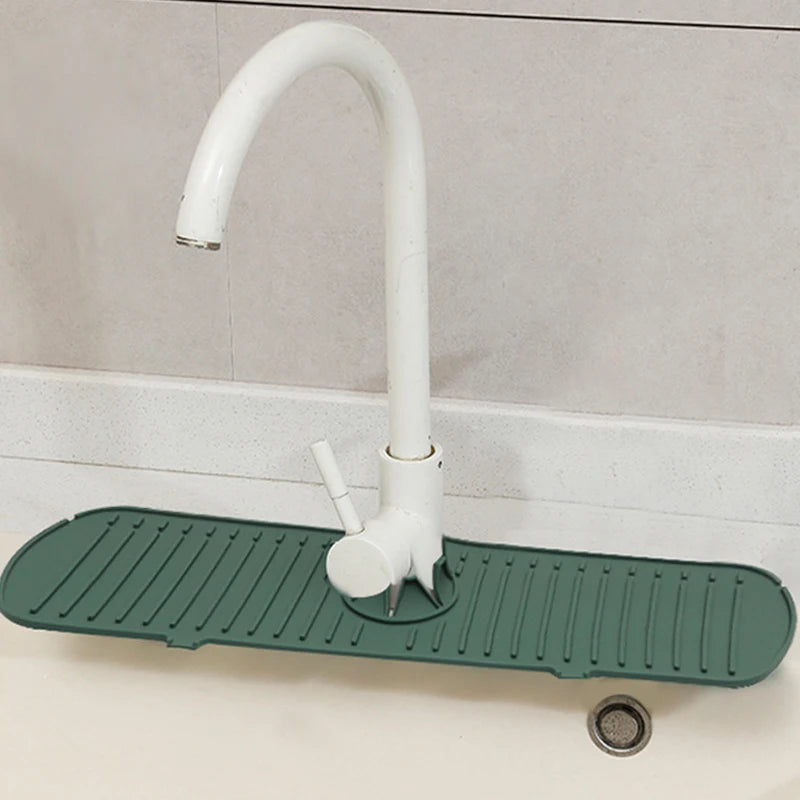 Silicone Kitchen Faucet Splash Pad | Sink Faucet Splash Guard Mat & Drain Rack Protector