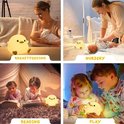 Led Cute Bean Duck Night Light With Touch Sensor Rechargeable Table Lamp Bedside Lamp For Bedroom Living Room