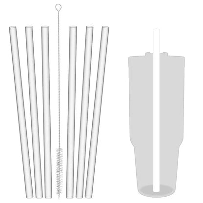 6 pack Reusable Plastic Straws with Cleaning Brush, Replacement Straws for Stanley 40oz