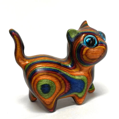 Miniature things Sculptures Cat Ornaments Cute Colored Wooden Cat Desktop Office Accessories Home Decoration Gift souvenirs