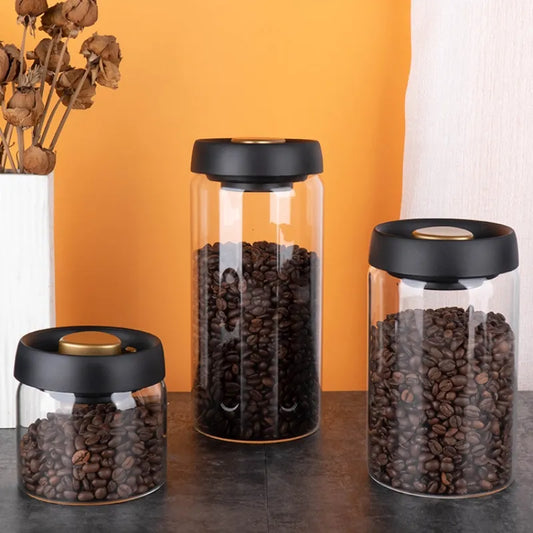 Vacuum-Sealed Glass Canister for Coffee Beans and Food Storage