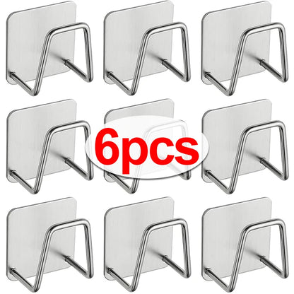 1-6pcs Kitchen Stainless Steel Sink Sponges Holder, Household Wall Hooks Storage Organizer