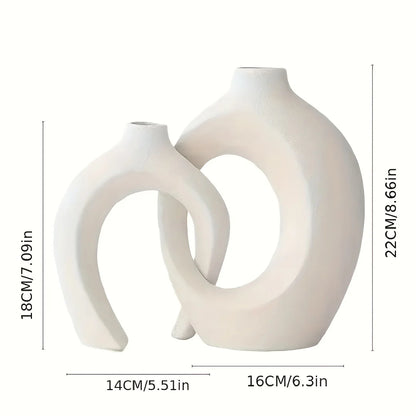 Set of 2 Modern Ceramic Vases for Home Decor