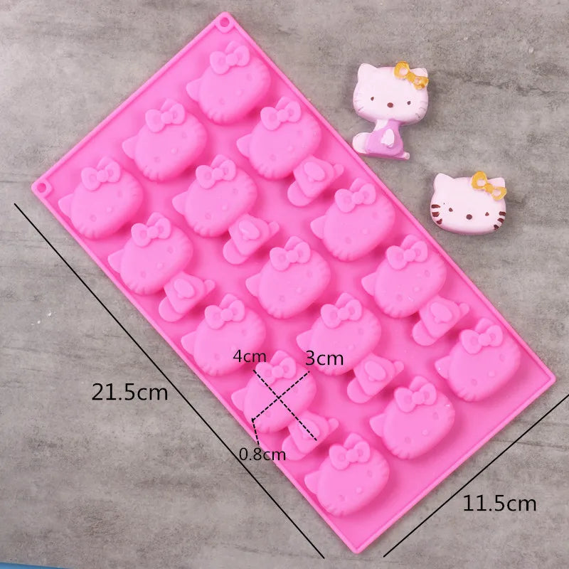 1PC 15-Hole Hello KT Cat Chocolate Silicone Mold