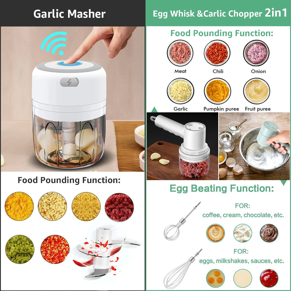 Electric Kitchen Food Chopper Mini Garlic Masher crusher USB Portable Meat Grinder Vegetable Chopper