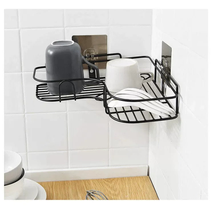 Bathroom Shelf Shower Shelf Shampoo Storage Shelf Kitchen Spice Corner Shelf No Punch Wall - Mounted Shelf Bathroom Accessories