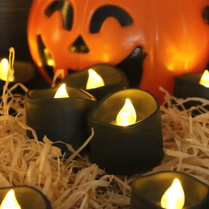 Black LED Candle Lamp Battery Operated Tea Light Flameless Fake Electronic Candle Halloween Party Decoration