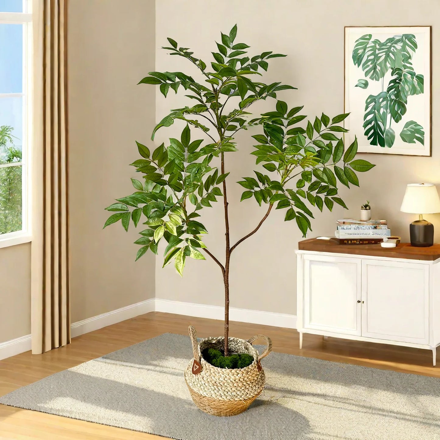 Artificial Plants Fake Lacquer Tree Branch Plastic Leaves Tall Green Landscape Faux plant For Home Garden Decor