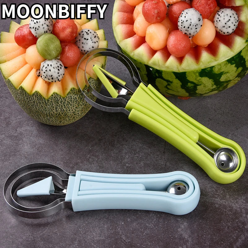 4-in-1 Watermelon Slicer & Fruit Carving Knife - Pulp Separator & Fruit Platter Tool