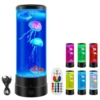 Jellyfish Fish Led Night Light Colorful Lamp Home Decoration Remote Control Table Lamp