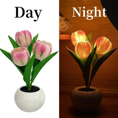 LED Tulip Lamp Night Simulation Flower Atmosphere Desk Light Room Table Decoration Lamp Gift for Girl friend