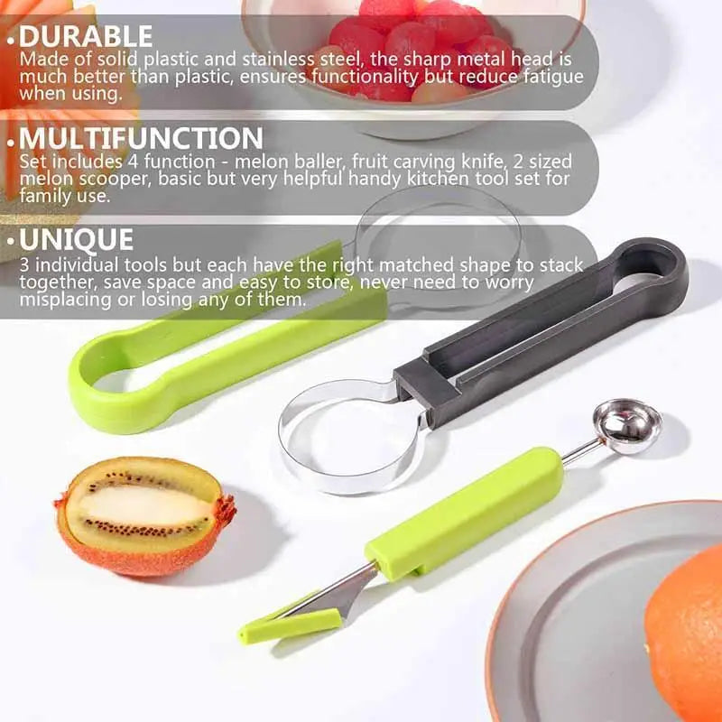 4-in-1 Watermelon Slicer & Fruit Carving Knife - Pulp Separator & Fruit Platter Tool