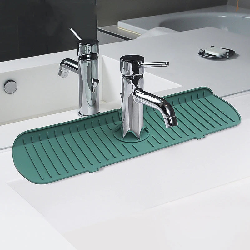 Silicone Kitchen Faucet Splash Pad | Sink Faucet Splash Guard Mat & Drain Rack Protector